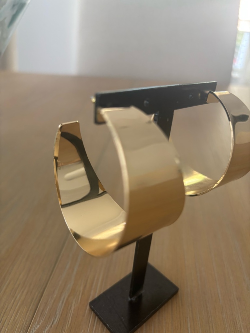 Polished Gold Wide Cuff Hoop Earrings - Women's Jewelry